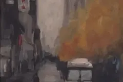 Autumn Rain in NYC - 16x12 - Acrylic on Canvas